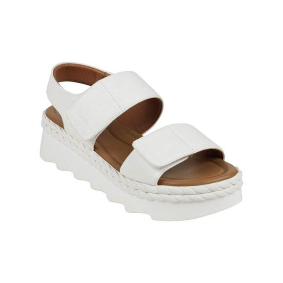 GC SHOES Vosa White Double Band Velcro Platform Sandals - White - 8.5 - Picture 1 of 3